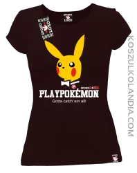 Play Pokemon - Koszulka damska brąz 