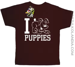 I love puppies - kocham szczeniaki - Koszulka dziecięca brąz