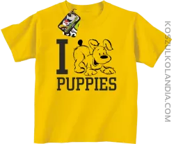 I love puppies - kocham szczeniaki - Koszulka dziecięca żółta