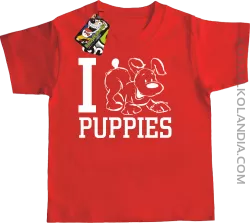 I love puppies - kocham szczeniaki - Koszulka dziecięca red