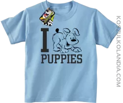 I love puppies - kocham szczeniaki - Koszulka dziecięca błękit