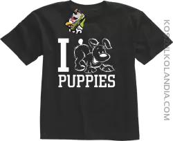 I love puppies - kocham szczeniaki - Koszulka dziecięca czarna