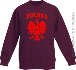 Polska - Bluza dziecięca standard bez kaptura bordowa 