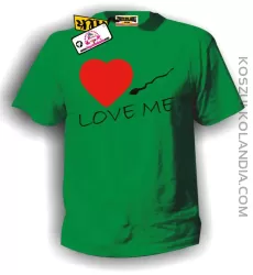 LOVE ME-Kochaj mnie- Walentynki-koszulka męska zielona
