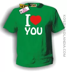 I love you-kocham Cię -koszulka męska zielona