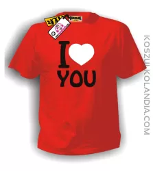 I love you-kocham Cię -koszulka męska czerwona