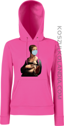 Dama z Gronostajem w okresie pandemii koronawirusa - bluza damska z kapturem fuksja