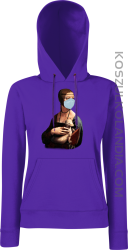 Dama z Gronostajem w okresie pandemii koronawirusa - bluza damska z kapturem fioletowa