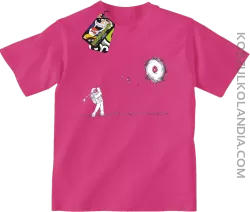 ﻿Astro Golfista na księżycu - koszulka dziecięca fuchsia 