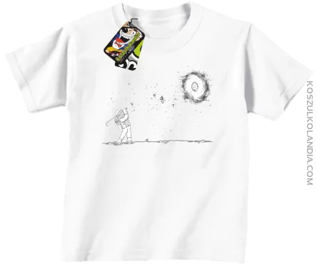 ﻿Astro Golfista na księżycu - koszulka dziecięca biała 