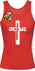 JEZUS w Krzyżu Symbol Vector - Top Damski - Czerwony