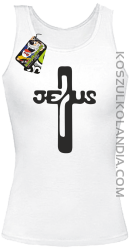 JEZUS w Krzyżu Symbol Vector - Top Damski - Biały