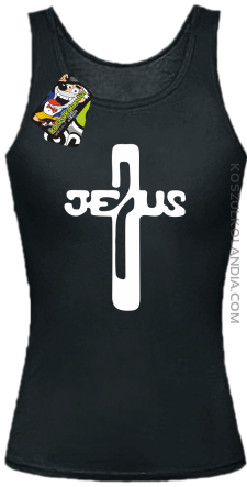 JEZUS w Krzyżu Symbol Vector - Top Damski - Czarny