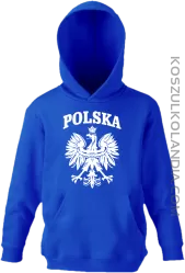 Polska - Bluza dziecięca z kapturem niebieska 