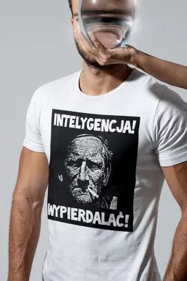 Intelygencja wypierdalać! cytaty Himilsbach - koszulka męska z nadrukiem