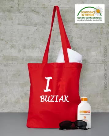 I LOVE Buziak -  Torba na zakupy - Czerwony