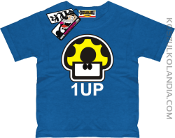 1 up Grzybek - koszulka dziecięca z nadrukiem - niebieski