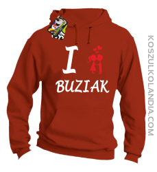 I LOVE Buziak - Bluza z kapturem męska - Pomarańczowy