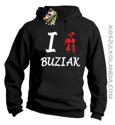 I LOVE Buziak - Bluza z kapturem męska - Czarny