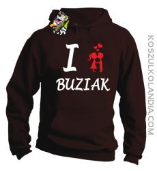 I LOVE Buziak - Bluza z kapturem męska - Brązowy