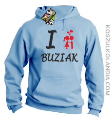 I LOVE Buziak - Bluza z kapturem męska - Niebieski