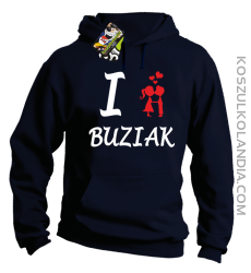 I LOVE Buziak - Bluza z kapturem męska - Granatowy
