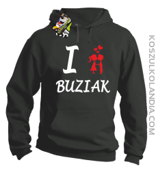 I LOVE Buziak - Bluza z kapturem męska - Szary