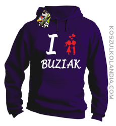 I LOVE Buziak - Bluza z kapturem męska - Fioletowy