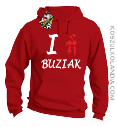 I LOVE Buziak - Bluza z kapturem męska - Czerwony
