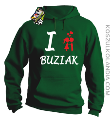 I LOVE Buziak - Bluza z kapturem męska - Zielony