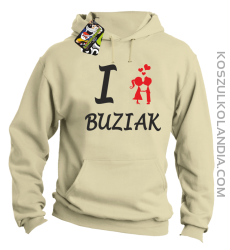 I LOVE Buziak - Bluza z kapturem męska - Beżowy