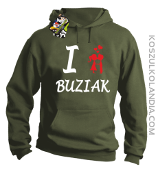 I LOVE Buziak - Bluza z kapturem męska - Khaki
