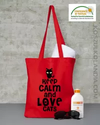 Keep calm and Love Cats Czarny Kot Filuś - Torba EKOczerwona 