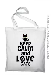 Keep calm and Love Cats Czarny Kot Filuś - Torba EKO biała 