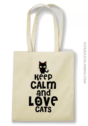 Keep calm and Love Cats Czarny Kot Filuś - Torba EKO beżowa 