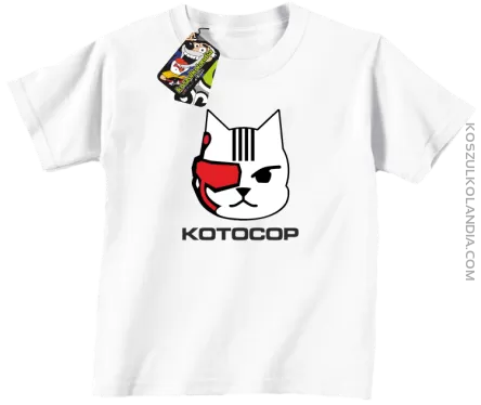 KOTOCOP - Koszulka dziecięca biała 