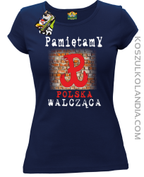 POLSKA WALCZĄCA ŚCIANA-koszulka damska granatowa