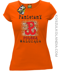 POLSKA WALCZĄCA ŚCIANA-koszulka damska pomarańczowa 