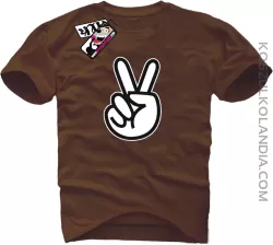 Victory Peace Znak Pokoju - koszulka męska - brązowy