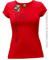 RÓŻANIEC Wiara Nadzieja Miłość - Koszulka damska czerwona 