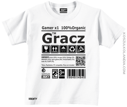 Gracz GAMER - koszulka dziecięca biała