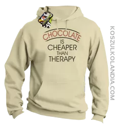 Chocolate is cheaper than therapy - Bluza męska z kapturem beżowa 
