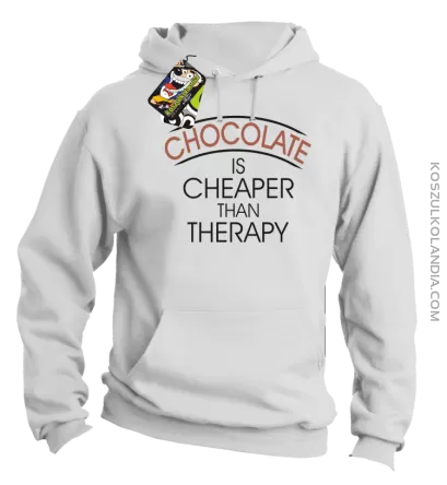 Chocolate is cheaper than therapy - Bluza męska z kapturem biała 