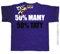 50% Mamy 50% Taty - koszulka dziecięca- fioletowy