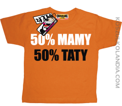 50% Mamy 50% Taty - koszulka dziecięca - pomarańczowy