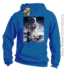 Kosmonauta z deskorolką - Bluza męska z kapturem niebieska 