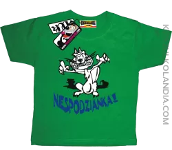 Niespodzianka Koteczek - zabawna koszulka dziecięca - zielony