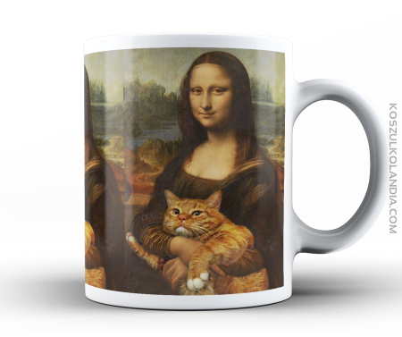 Mona Lisa z kotem - Kubek ceramiczny 