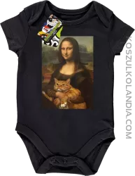 Mona Lisa z kotem - Body dziecięce czarne 