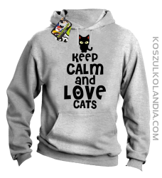 Keep calm and Love Cats Czarny Kot Filuś - Bluza męska z kapturem melanż 